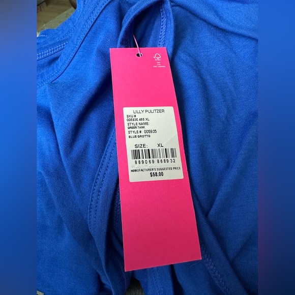 NWT: Lilly Pulitzer Greer Tank, Blue Grotto, XL - Picture 6 of 7